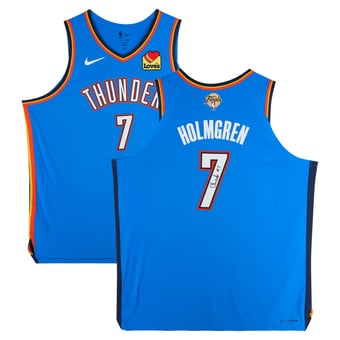 Chet Holmgren Oklahoma City Thunder Autographed Nike 2025 NBA Finals Patch Blue Icon Authentic Jersey