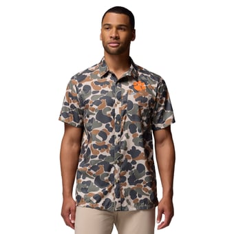 Men's Columbia  Camo Clemson Tigers Super Slack Tide Omni-Wick Button-Up Shirt