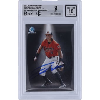 Jackson Holliday Baltimore Orioles Autographed 2023 Bowman Chrome Bowman Spotlights #BS-6 Beckett Fanatics Witnessed Authenticated 9/10 Card
