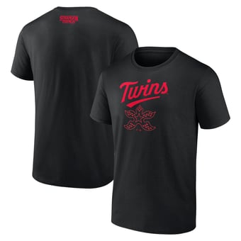 Men's Black Minnesota Twins Stranger Things Demogorgan T-Shirt