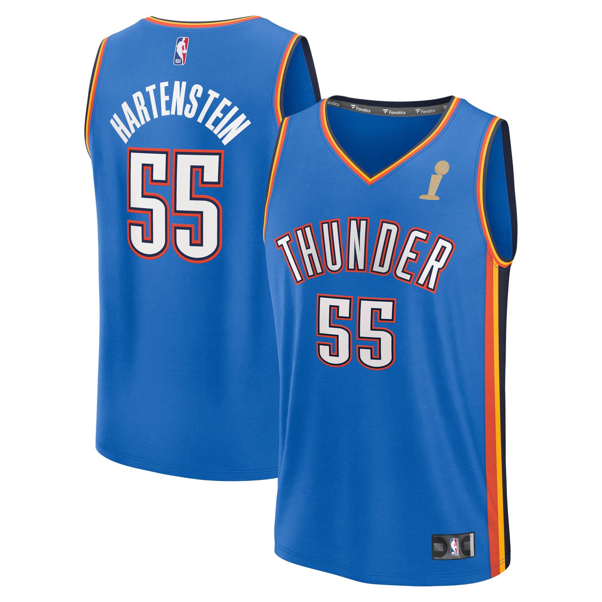 Youth Fanatics Isaiah Hartenstein Blue Oklahoma City Thunder 2025 NBA Finals Champions Fast Break Replica Player Jersey - Icon Edition