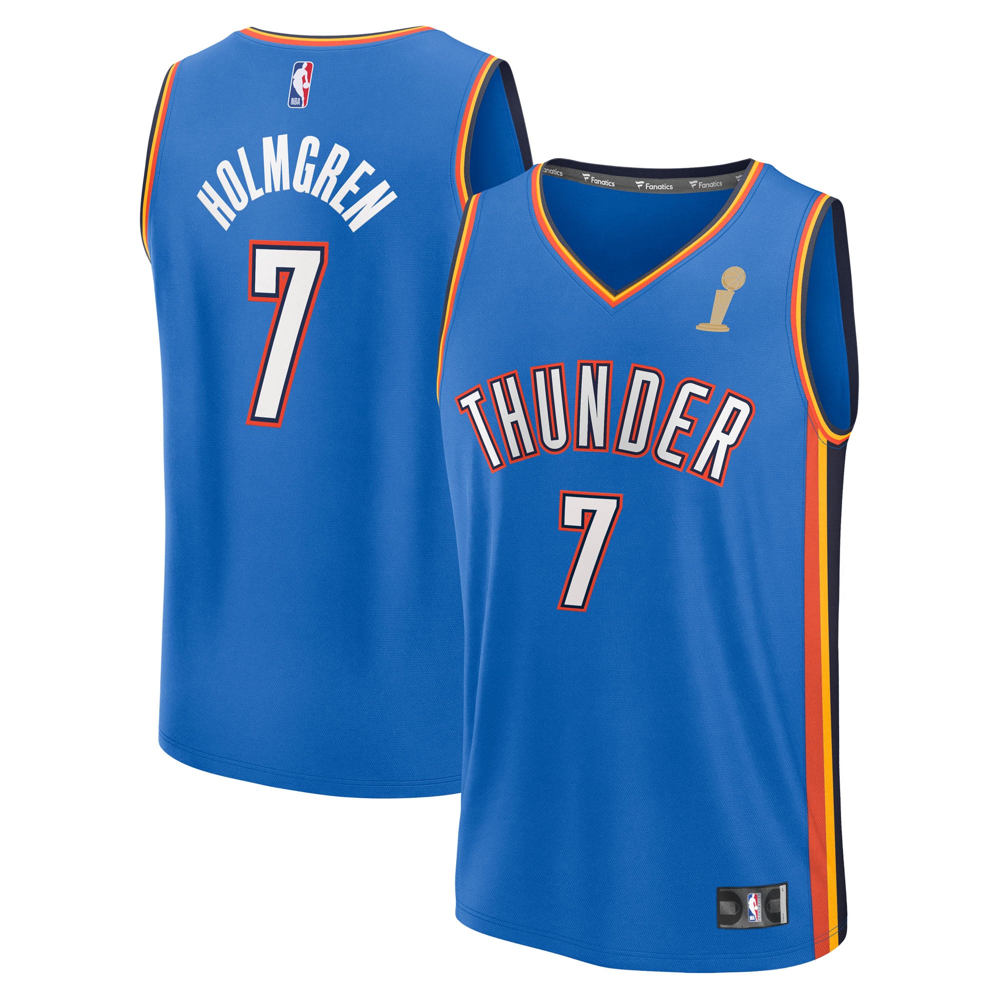 Youth Fanatics Chet Holmgren Blue Oklahoma City Thunder 2025 NBA Finals Champions Fast Break Replica Player Jersey - Icon Edition