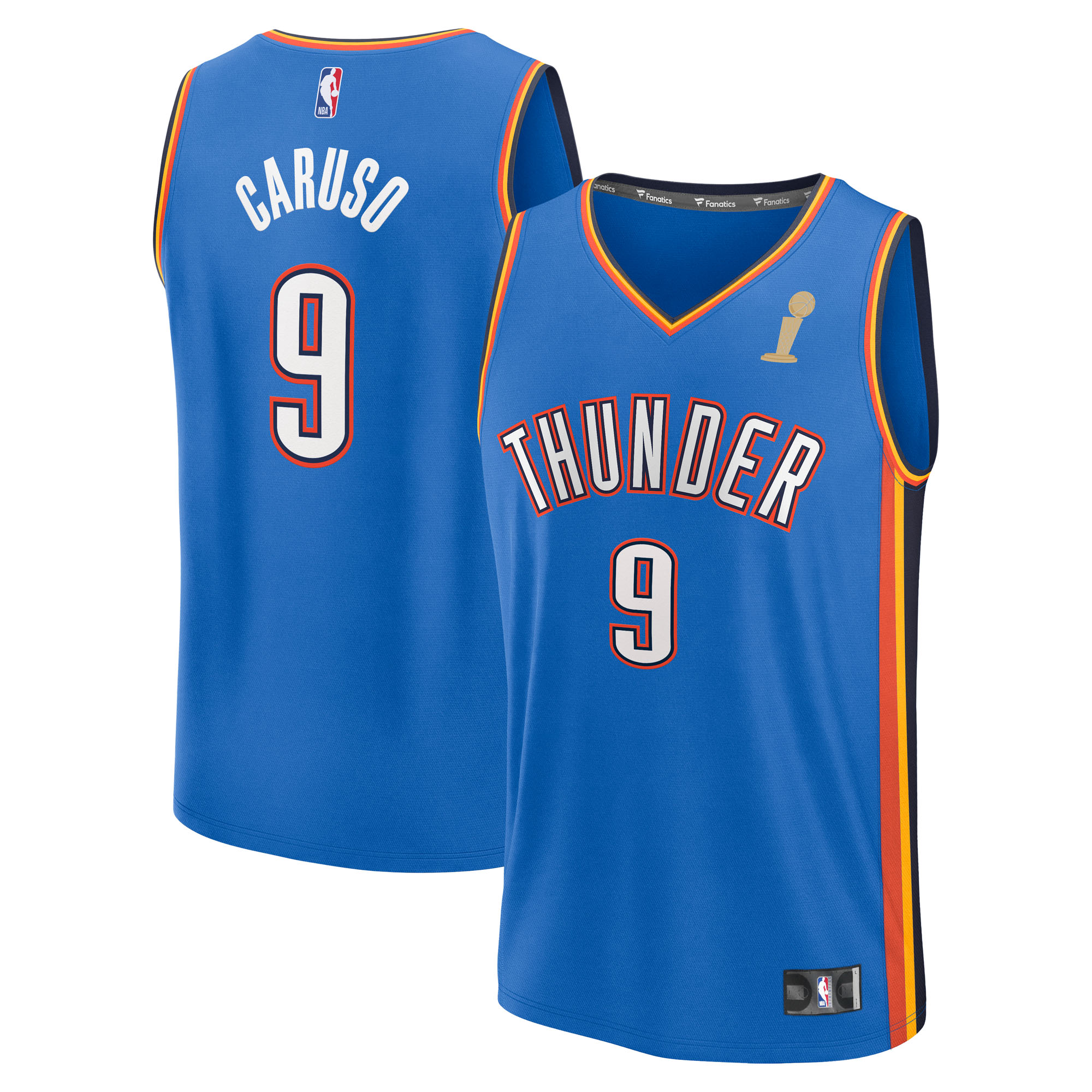 Youth Fanatics Alex Caruso Blue Oklahoma City Thunder 2025 NBA Finals Champions Fast Break Replica Player Jersey – Icon Edition Youth Fanatics Alex Caruso Blue Oklahoma City Thunder 2025 NBA Finals Champions Fast Break Replica Player Jersey – Icon Edition