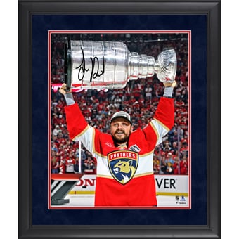 Sam Reinhart Florida Panthers Autographed 2025 Stanley Cup Champions Framed 16" x 20" Raising Cup Photograph