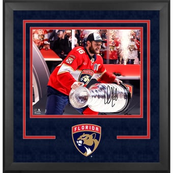 Aleksander Barkov Florida Panthers Autographed 2025 Stanley Cup Champions Deluxe Framed 16" x 20" Raising Cup Photograph