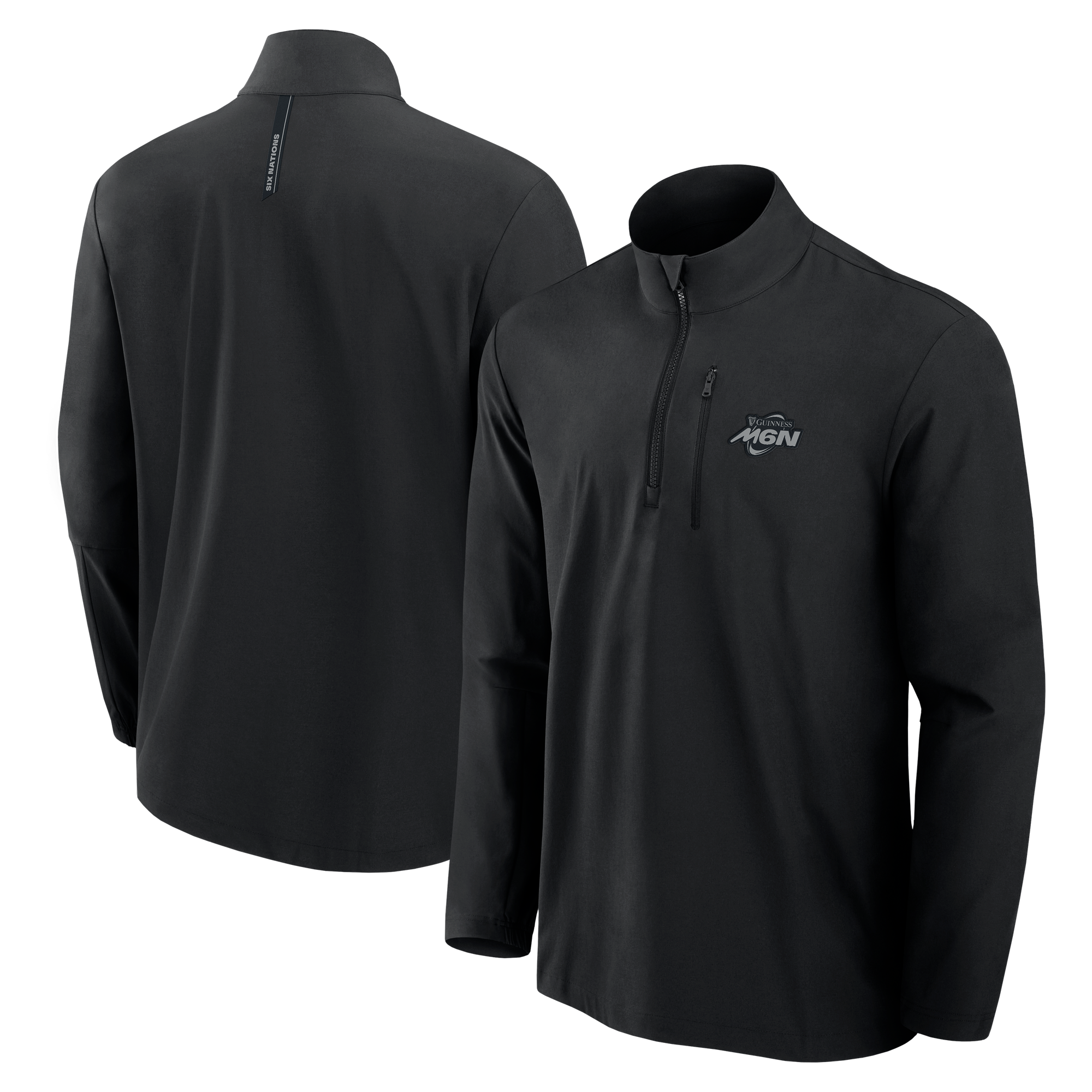 Top iconico in tessuto con zip a 1/4 Guinness Six Nations - Nero