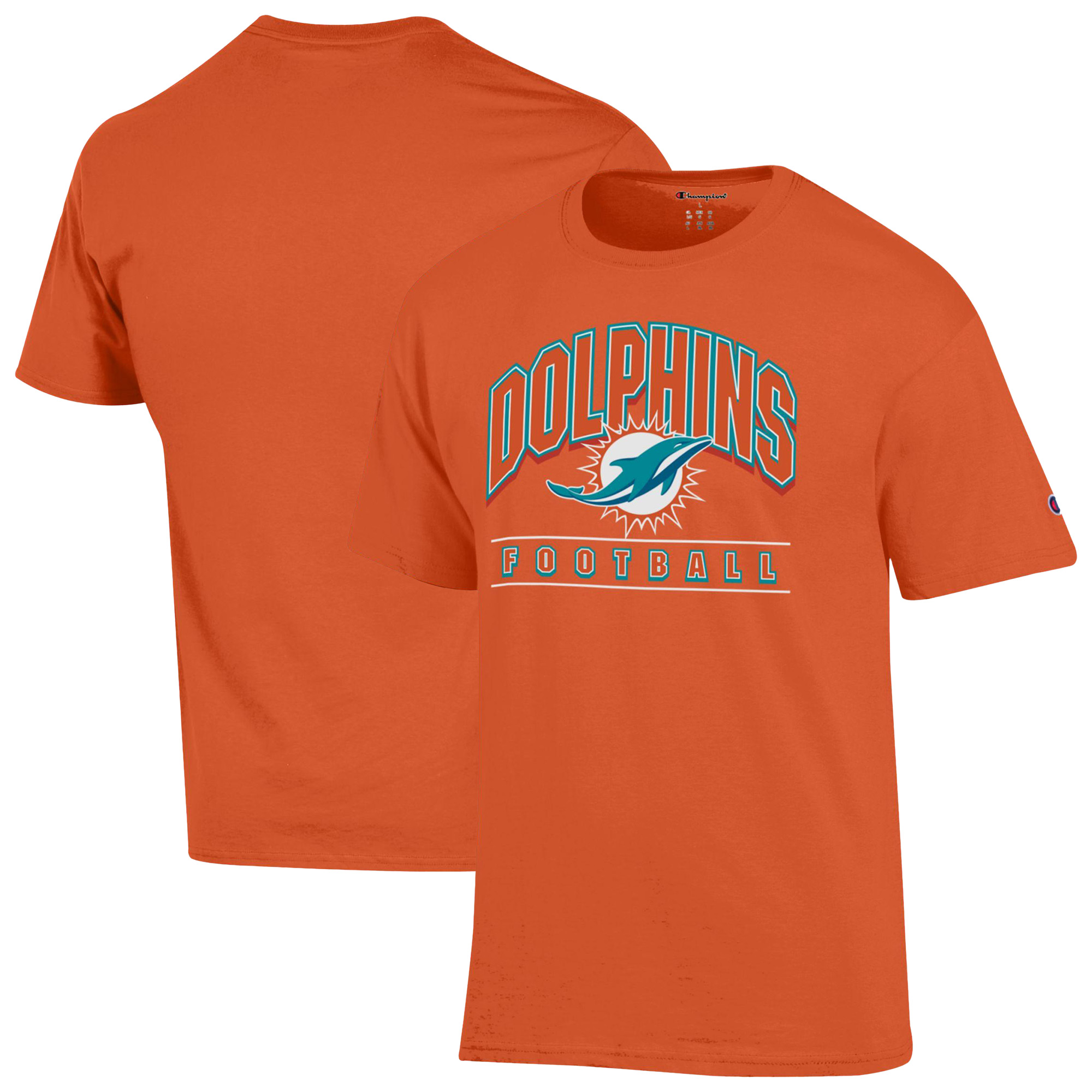 Men's Champion Orange Miami Dolphins Football T-Shirt