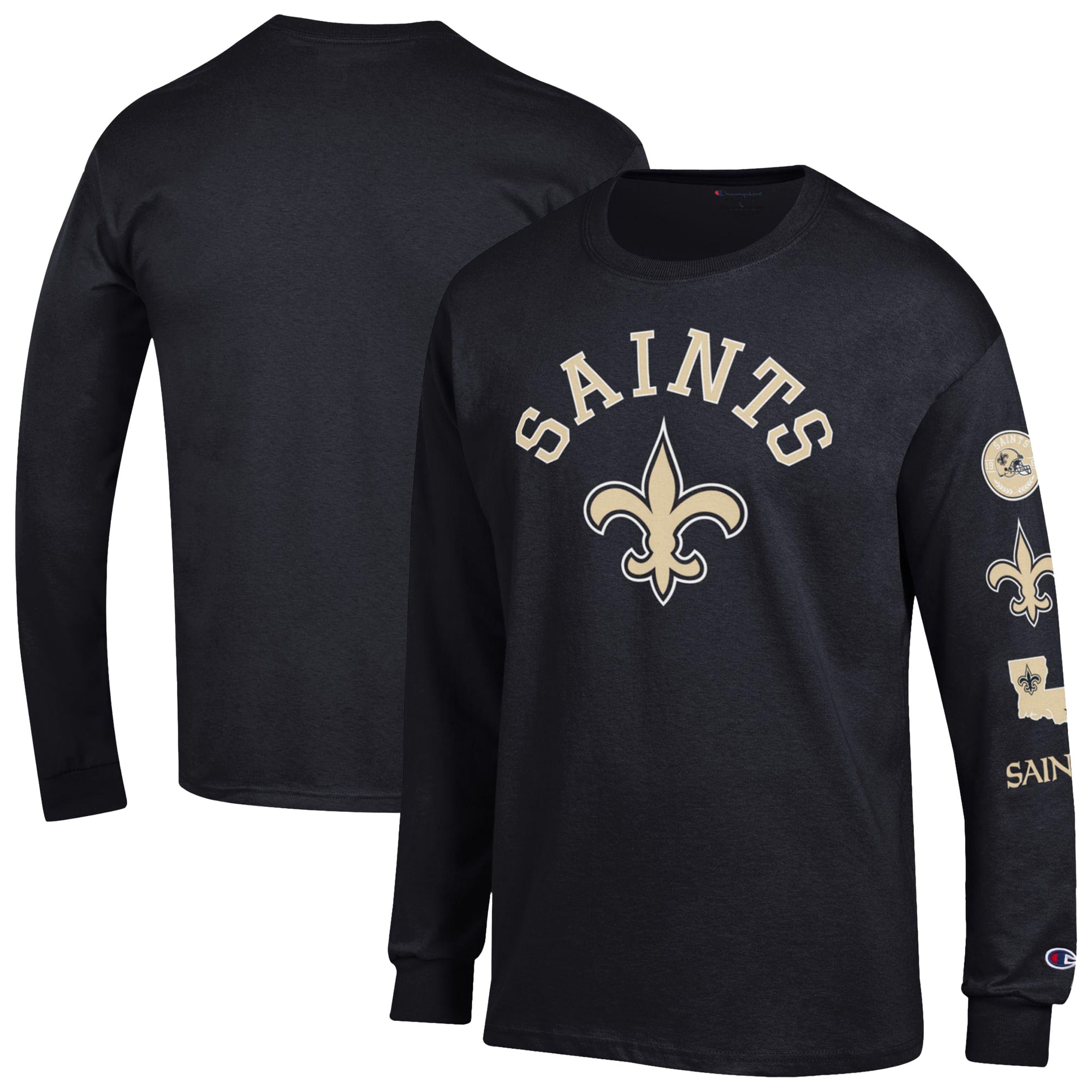 Men's Champion  Black New Orleans Saints Seal Long Sleeve T-Shirt