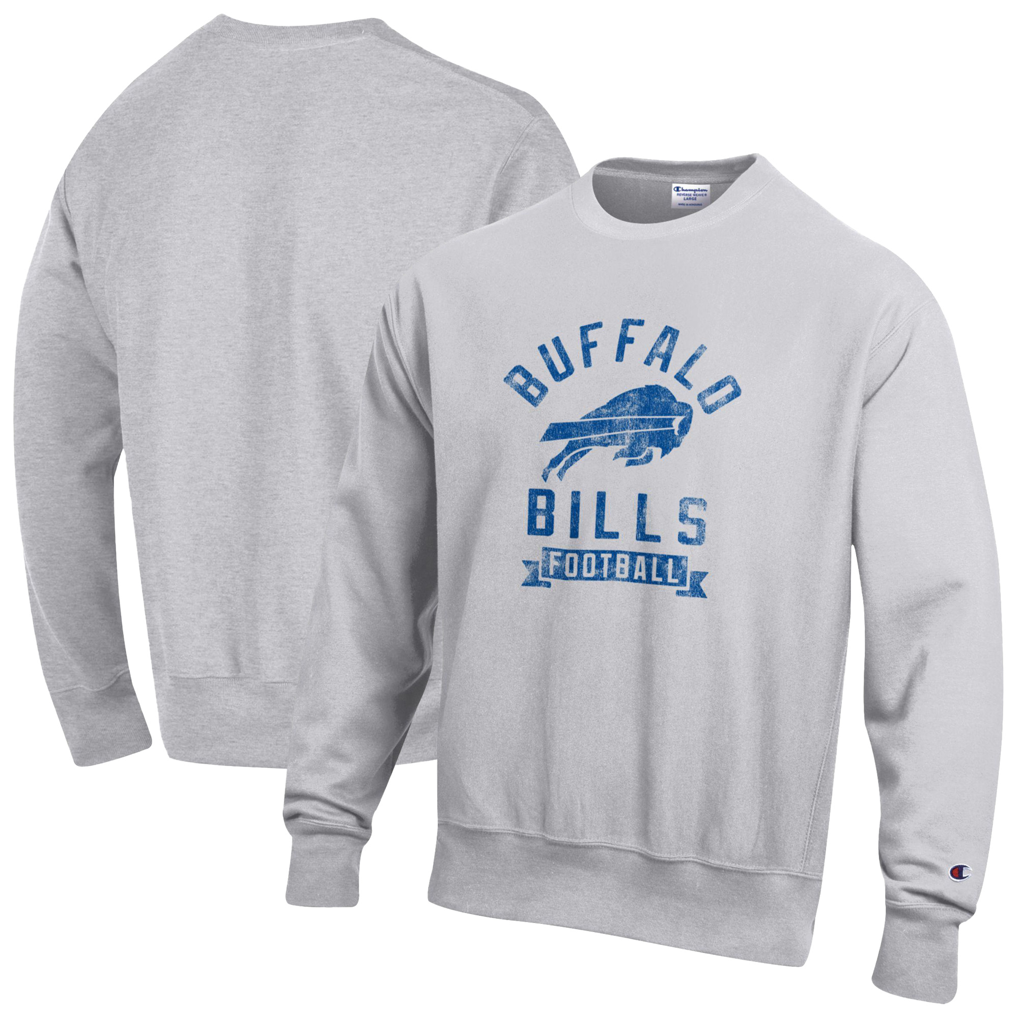 Men's Champion Heather Gray Buffalo Bills Reverse Weave Fleece Pullover Sweatshirt