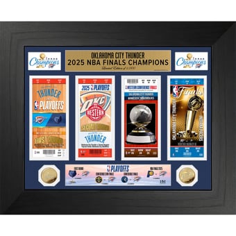 Highland Mint Oklahoma City Thunder 2025 NBA Finals Champions 18" x 22" Deluxe Ticket & Gold Coin Collection Photo Mint
