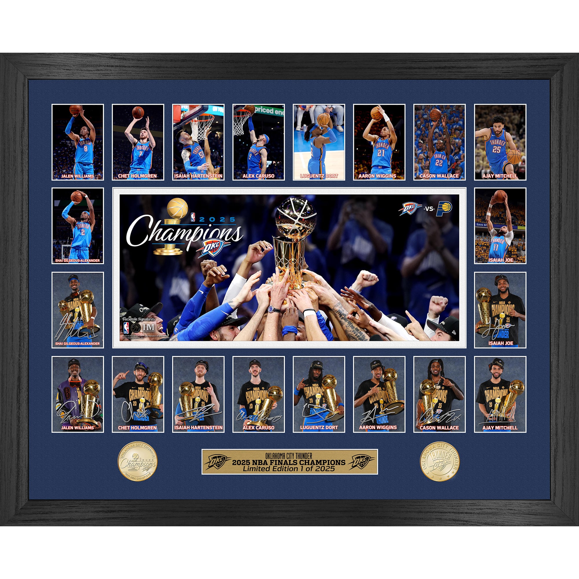 Highland Mint Oklahoma City Thunder 2025 NBA Finals Champions 18" x 22" Memorable Moments Bronze Coin Photo Mint