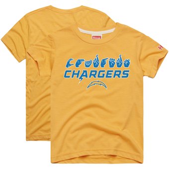 Youth Homage Gold Los Angeles Chargers Love Sign x ASL 2.0 Tri-Blend T-Shirt
