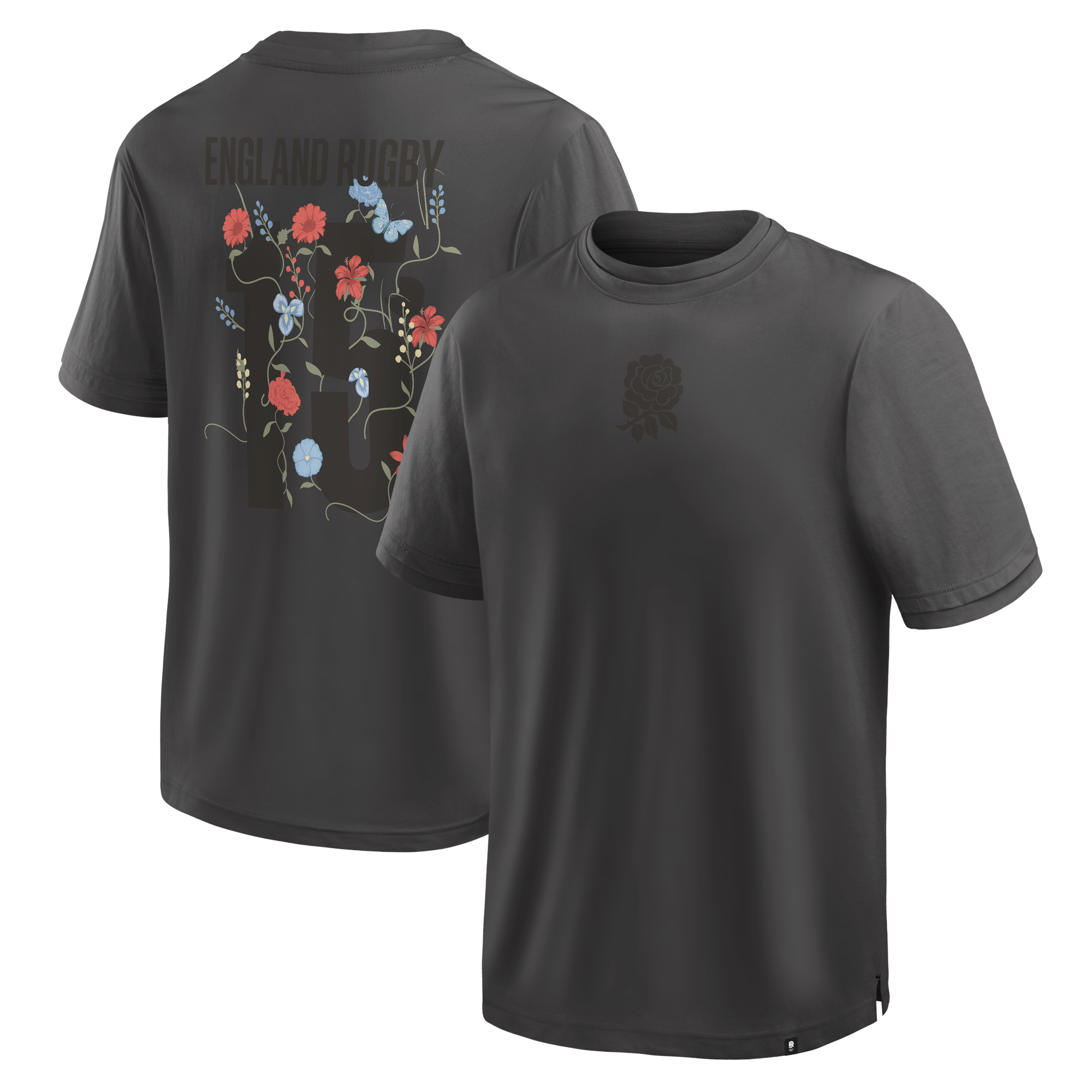 T-shirt floreale a maniche corte England Rugby Street - Grigio