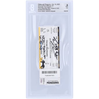 Connor Bedard Chicago Blackhawks Autographed NHL Debut #/23 Beckett Fanatics Witnessed Authenticated Ticket from October 10, 2023 with "NHL Debut 10/10/23" Inscription