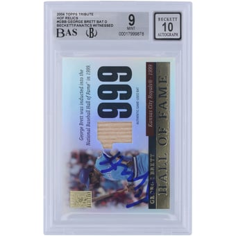George Brett Kansas City Royals Autographed 2004 Topps Tribute Hall of Fame Bat Relic #TR-GBB Beckett Fanatics Witnessed Authenticated 9/10 Card