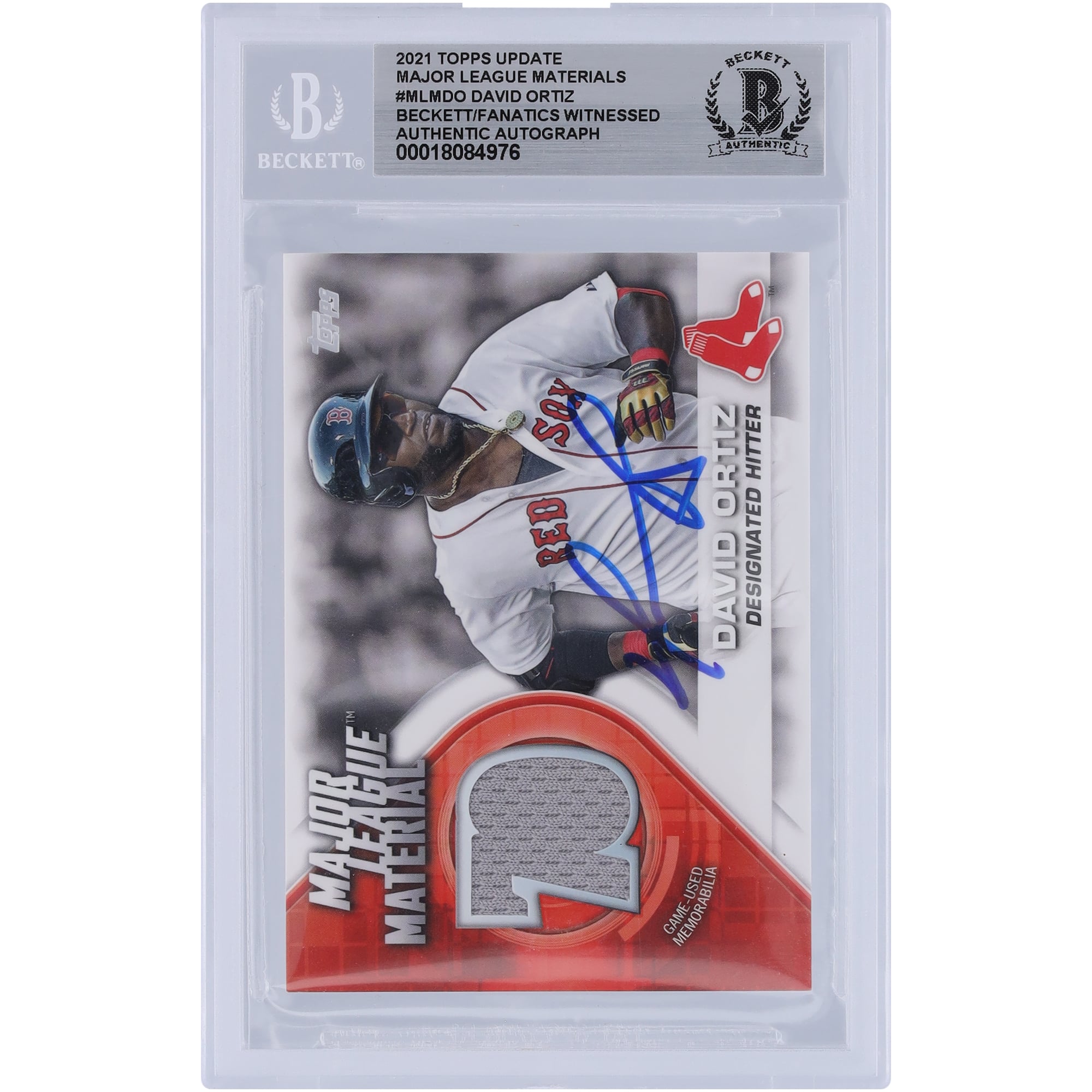 David Ortiz Boston Red Sox Autographed 2021 Topps Update Major League Material Jersey Relic #MLM-DO Beckett Fanatics Witnessed Authenticated Card. rookie card picture