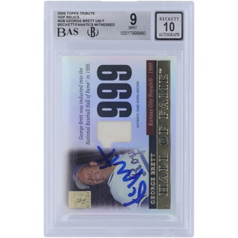 George Brett Kansas City Royals Autographed 2004 Topps Tribute Hall of Fame Jersey Relic #TR-GB Beckett Fanatics Witnessed Authenticated 9/10 Card