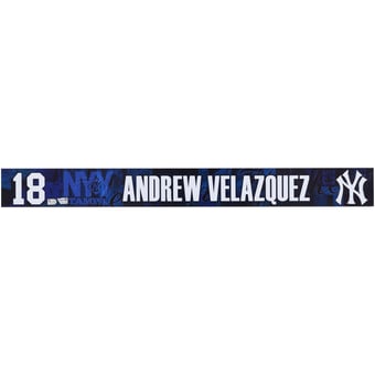Andrew Velazquez New York Yankees Player-Issued #18 Navy Nameplate from 2025 MLB Spring Training
