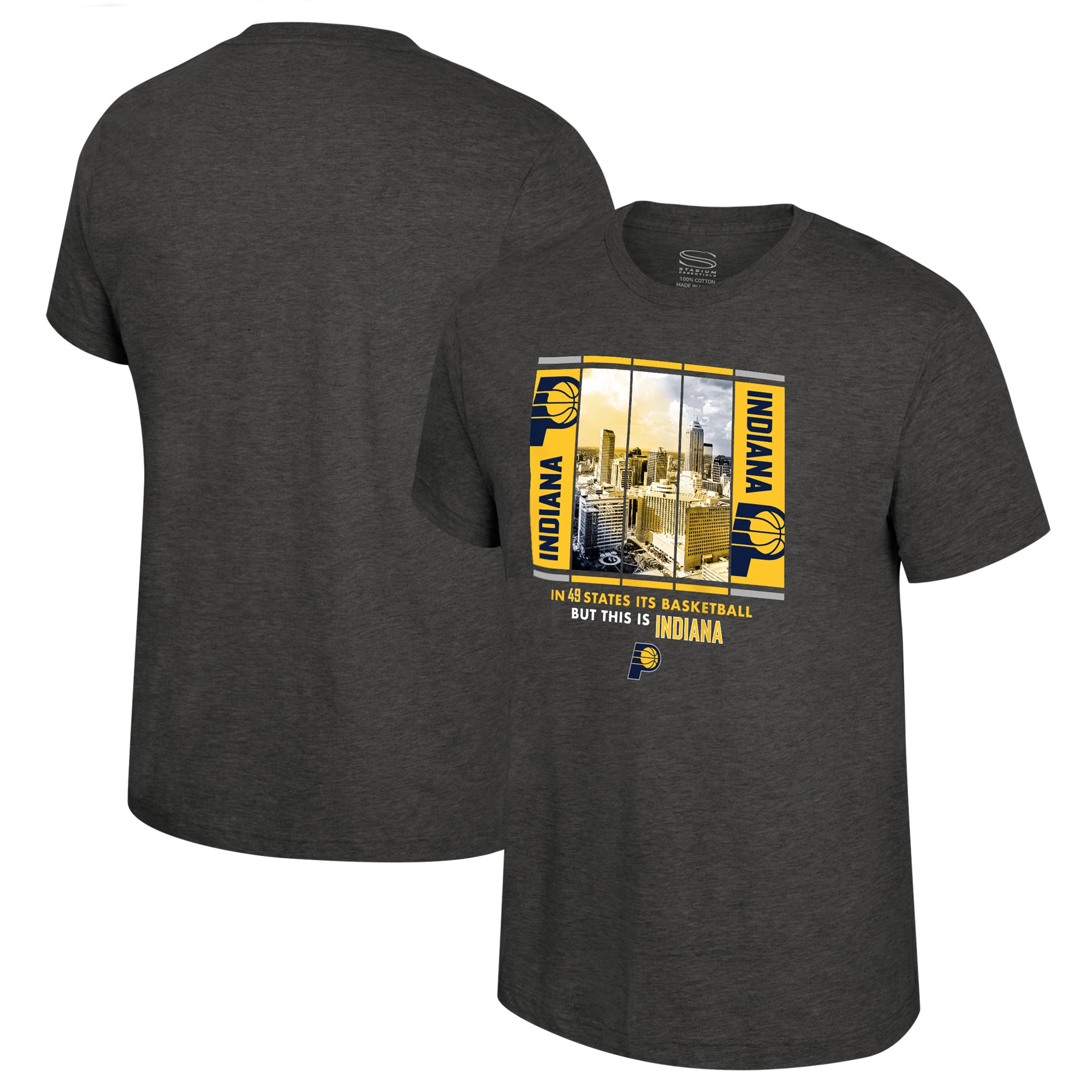 Unisex Stadium Essentials Charcoal Indiana Pacers Skyline Boxout T-Shirt