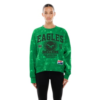 Women's New Era  Kelly Green Philadelphia Eagles Throwback Oversized Boxy Sweatshirt