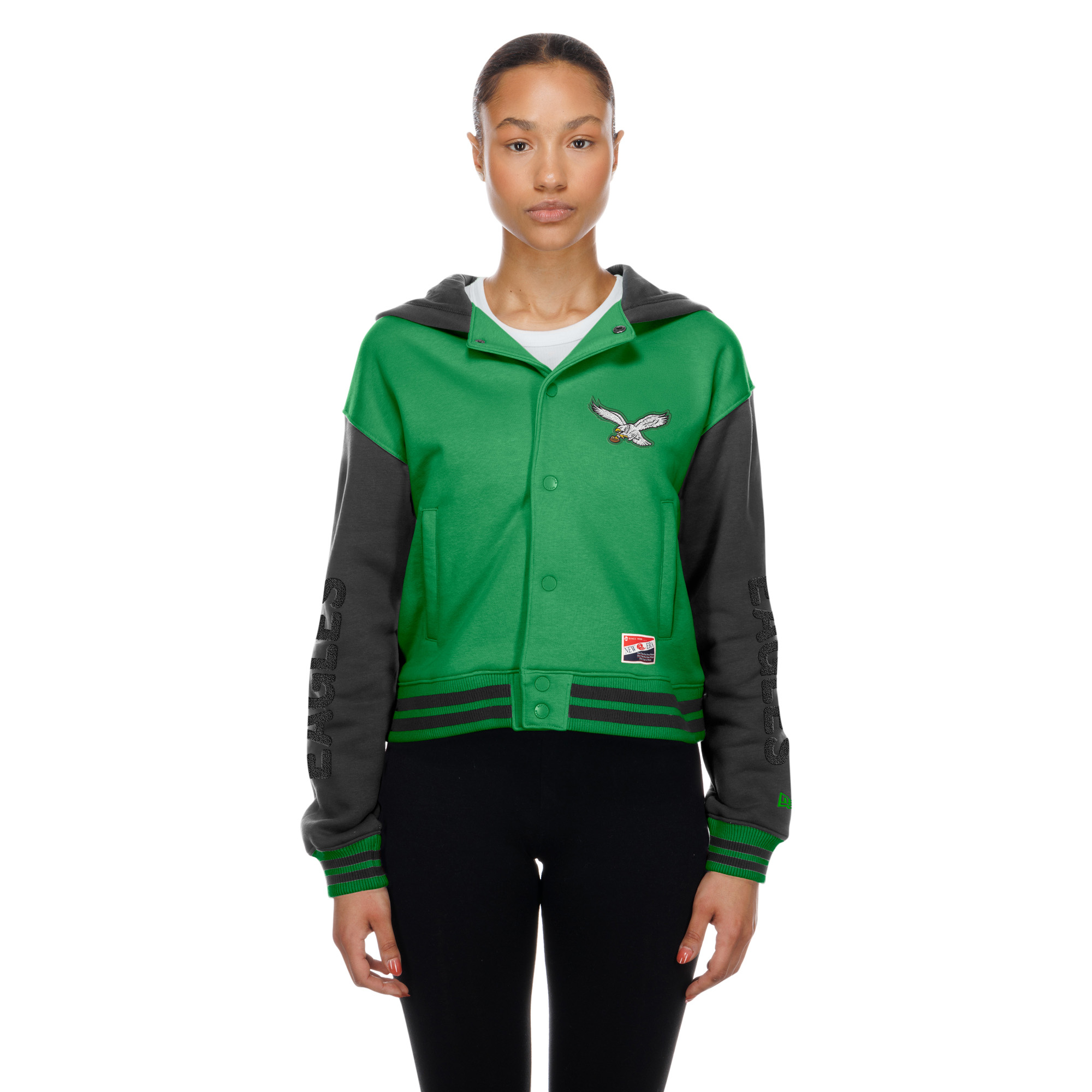 Women's New Era Kelly Green Philadelphia Eagles Throwback Full-Snap Hooded Jacket