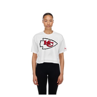 Women's New Era  White Kansas City Chiefs Summer Mesh Cropped Boxy T-Shirt