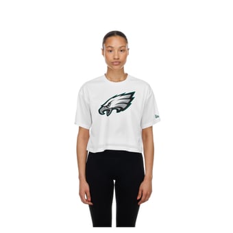 Women's New Era  White Philadelphia Eagles Summer Mesh Cropped Boxy T-Shirt