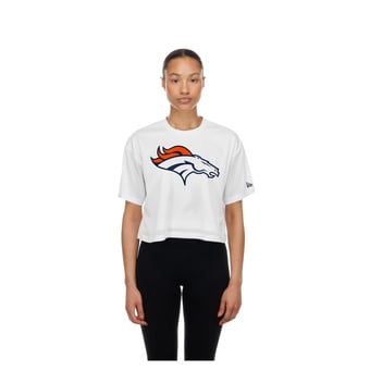 Women's New Era  White Denver Broncos Summer Mesh Cropped Boxy T-Shirt