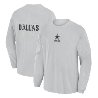 Men's Fanatics Gray Dallas Cowboys Oversized Type Play Long Sleeve T-Shirt