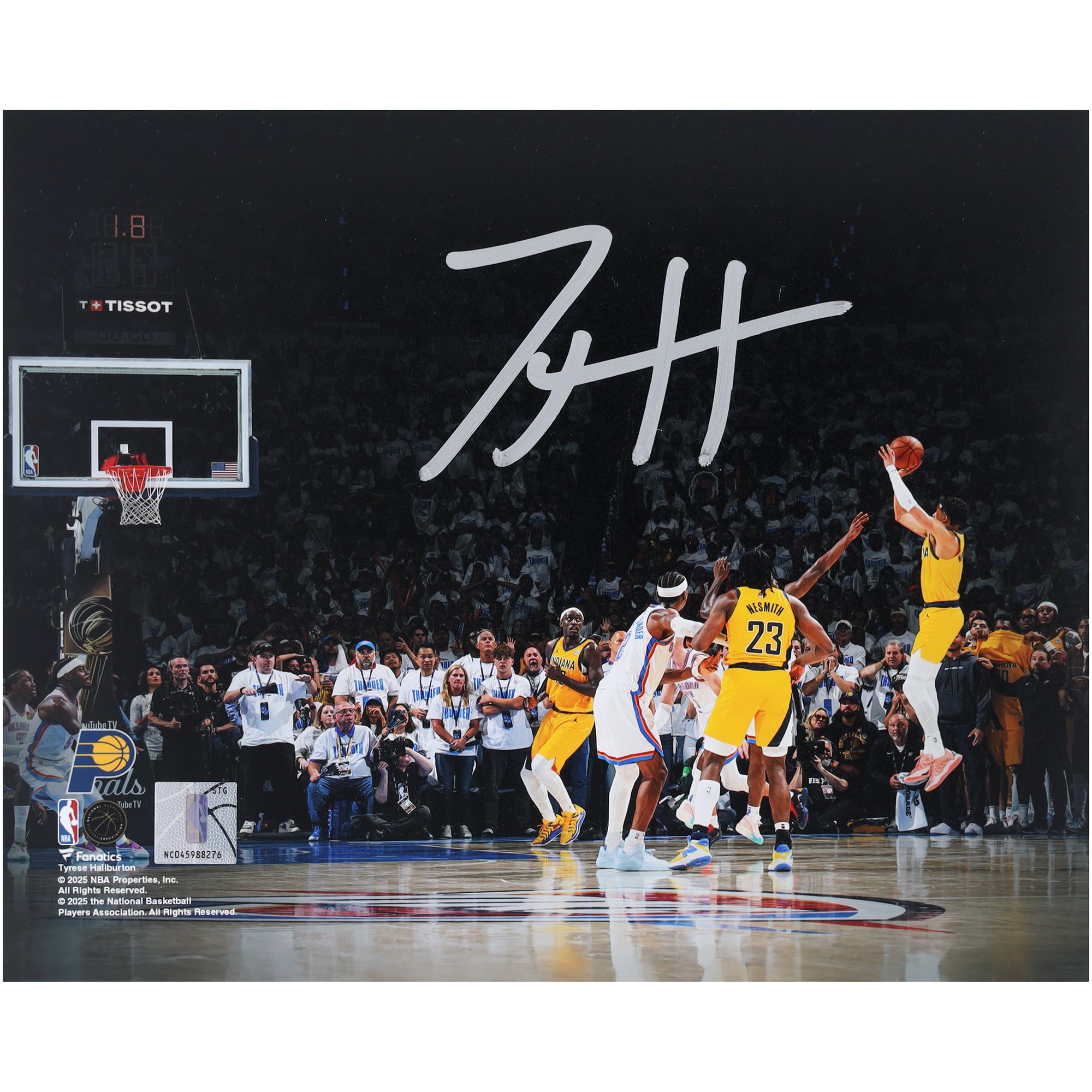 Tyrese Haliburton Indiana Pacers Autographed 8" x 10" 2025 NBA Finals Game 1 vs. Oklahoma City Thunder Game-Winning Shot Photograph