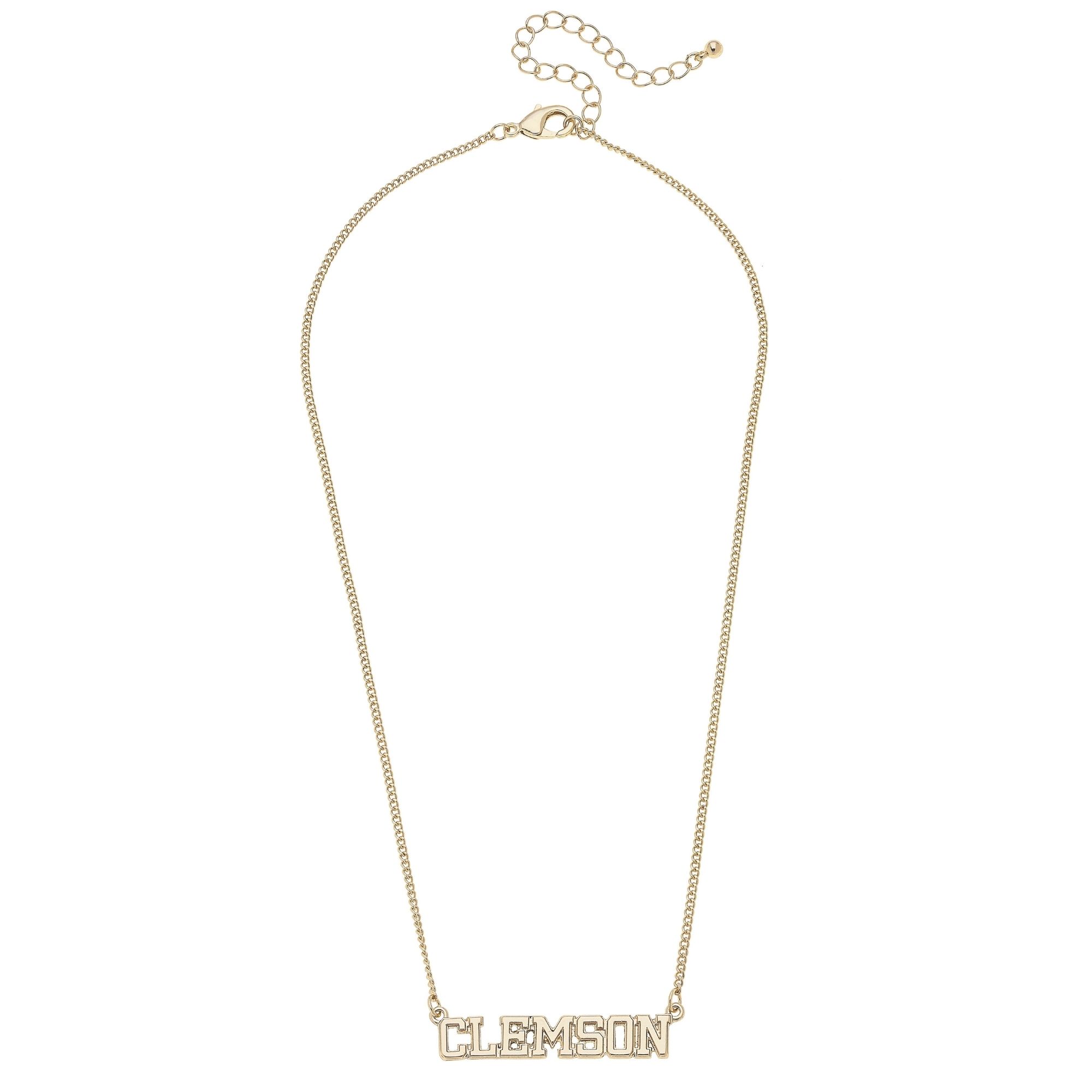 CANVAS Style Clemson Tigers 18k Gold-Plated Varsity Word Necklace CANVAS Style Clemson Tigers 18k Gold-Plated Varsity Word Necklace