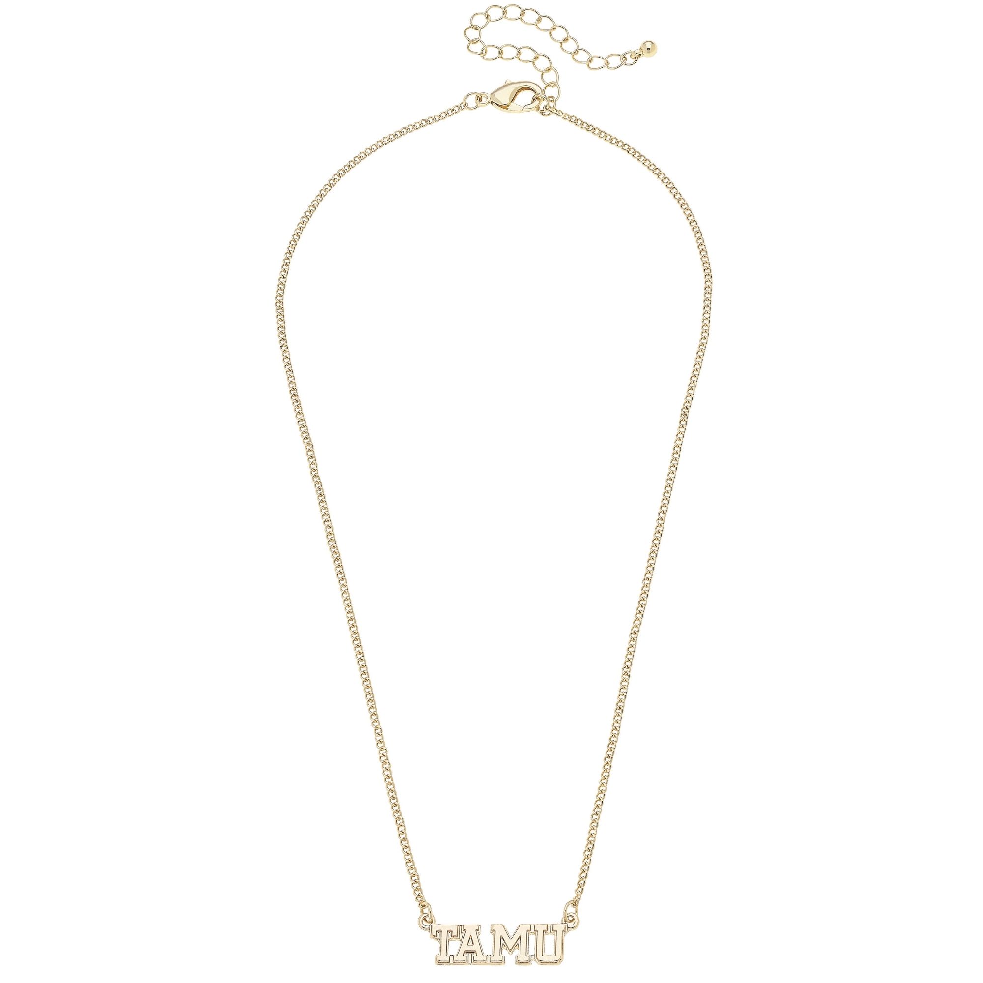 CANVAS Style Texas A&M Aggies 18k Gold-Plated Varsity Word Necklace