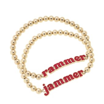 CANVAS Style Alabama Crimson Tide 18k Gold-Plated Slogan Ball Bead Stretch Bracelets Set of 2