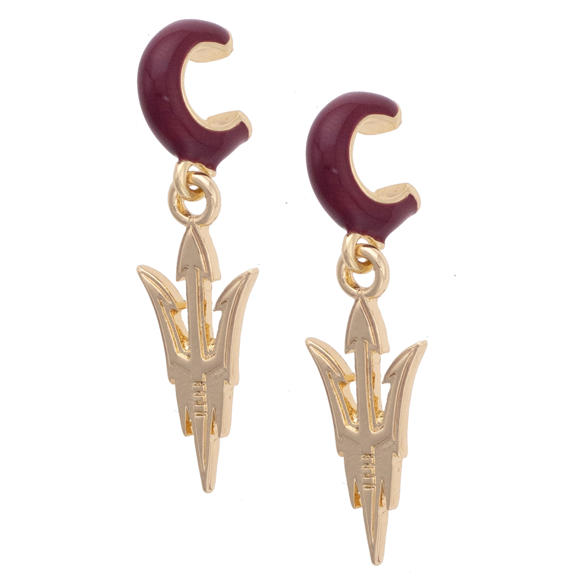 CANVAS Style Arizona State Sun Devils 18k Gold-Plated Huggie Hoop Logo Earrings