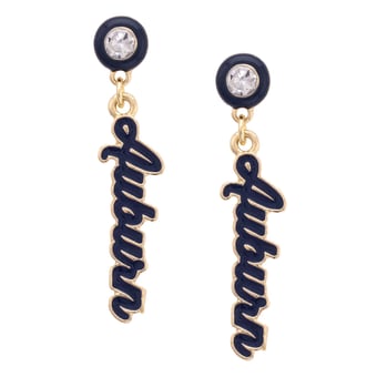 CANVAS Style Auburn Tigers 18k Gold-Plated Rhinestone Drop Script Earrings