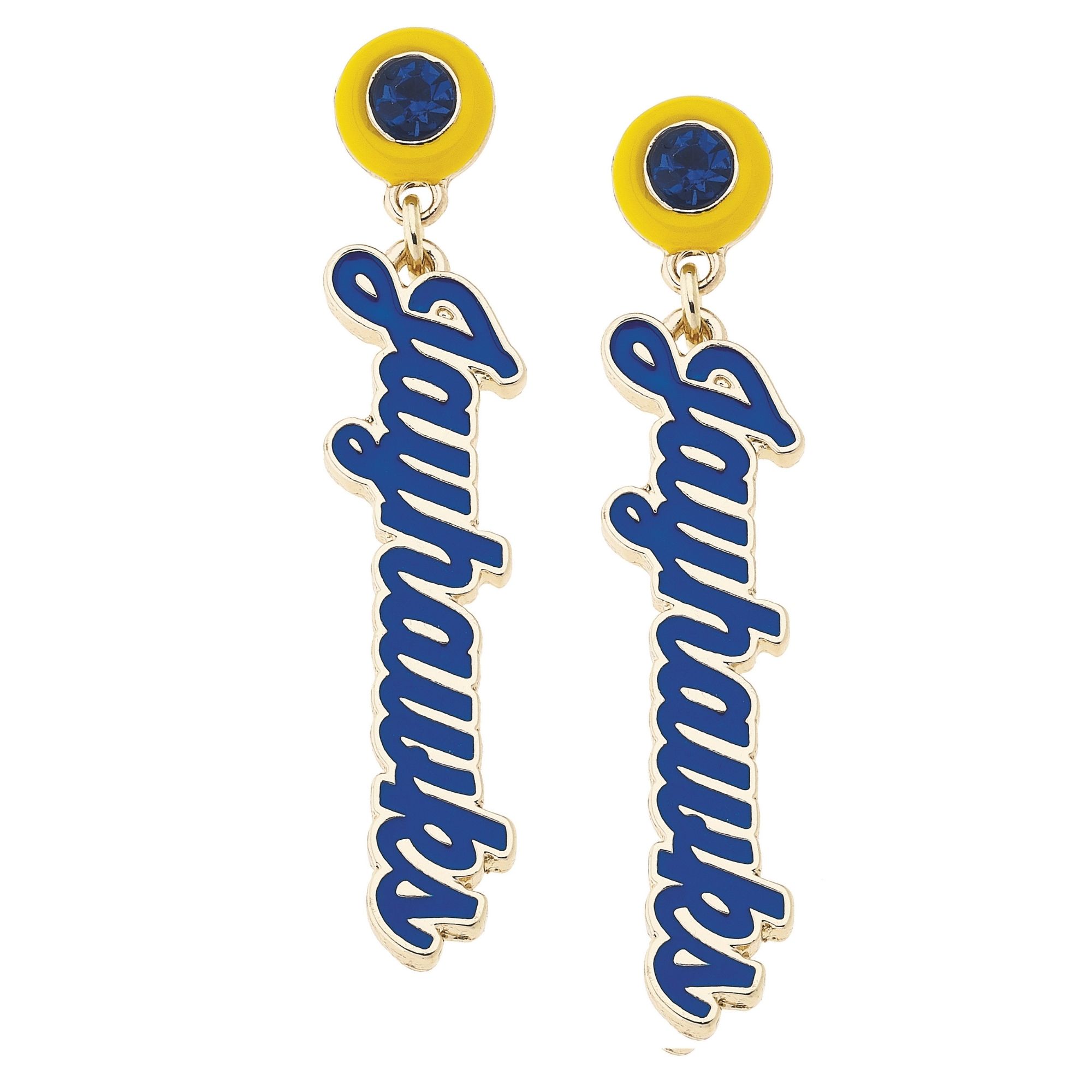 CANVAS Style Kansas Jayhawks 18k Gold-Plated Rhinestone Drop Script Earrings