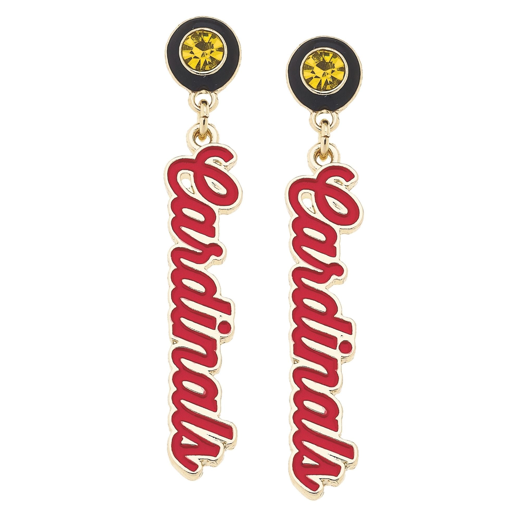 CANVAS Style Louisville Cardinals 18k Gold-Plated Rhinestone Drop Script Earrings