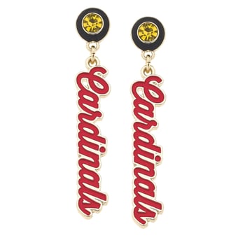 CANVAS Style Louisville Cardinals 18k Gold-Plated Rhinestone Drop Script Earrings