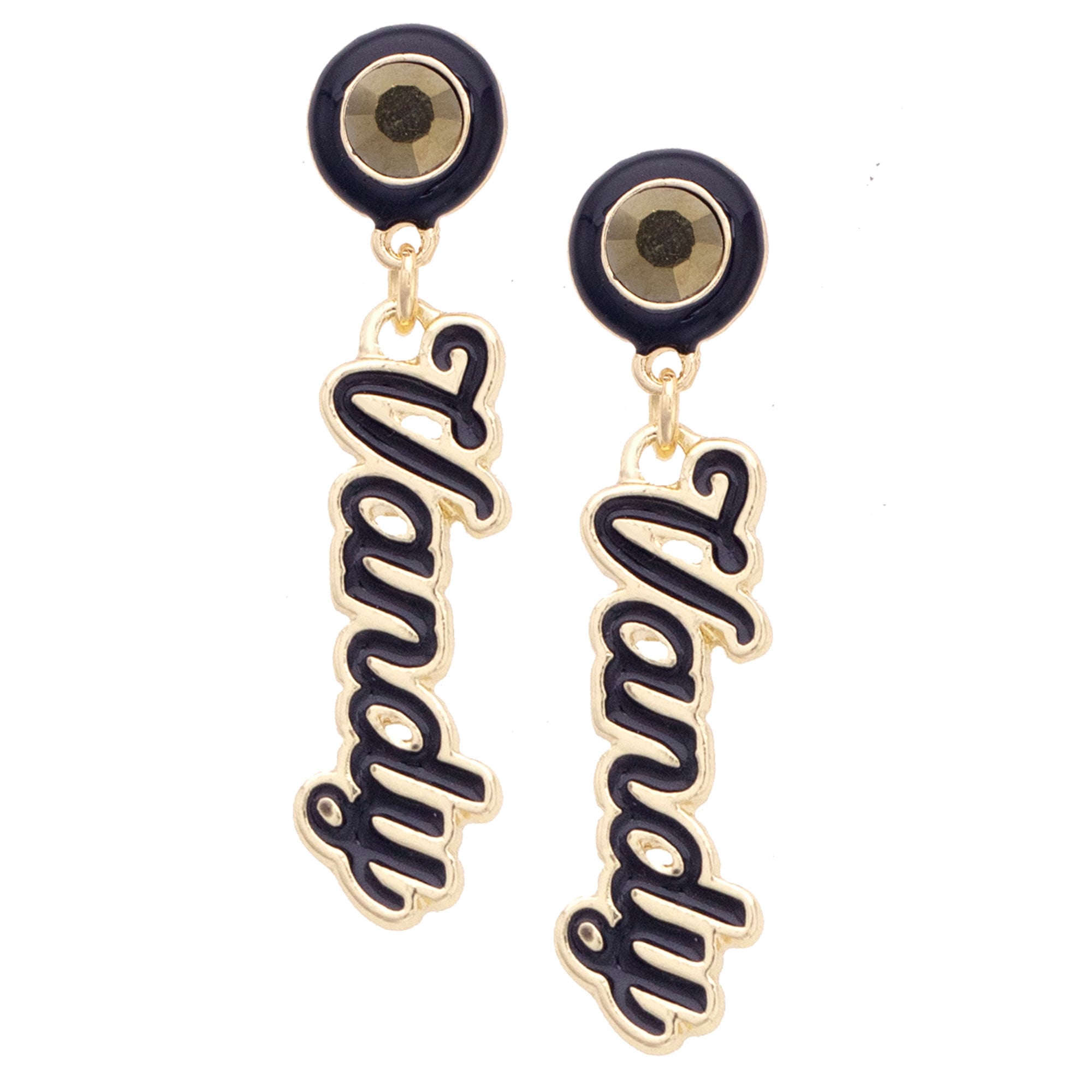 CANVAS Style Vanderbilt Commodores 18k Gold-Plated Rhinestone Drop Script Earrings