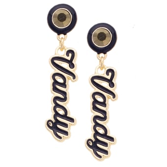 CANVAS Style Vanderbilt Commodores 18k Gold-Plated Rhinestone Drop Script Earrings