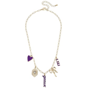 CANVAS Style LSU Tigers 18k Gold-Plated Mixed Charm Collector Necklace