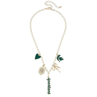 CANVAS Style Michigan State Spartans 18k Gold-Plated Mixed Charm Collector Necklace