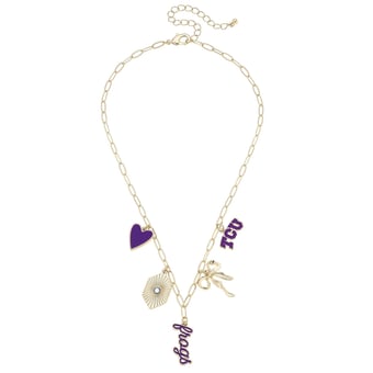 CANVAS Style TCU Horned Frogs 18k Gold-Plated Mixed Charm Collector Necklace