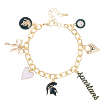 CANVAS Style Michigan State Spartans 18k Gold-Plated Chain Link Charm Bracelet