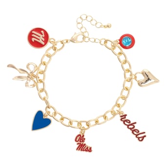 CANVAS Style Ole Miss Rebels 18k Gold-Plated Chain Link Charm Bracelet