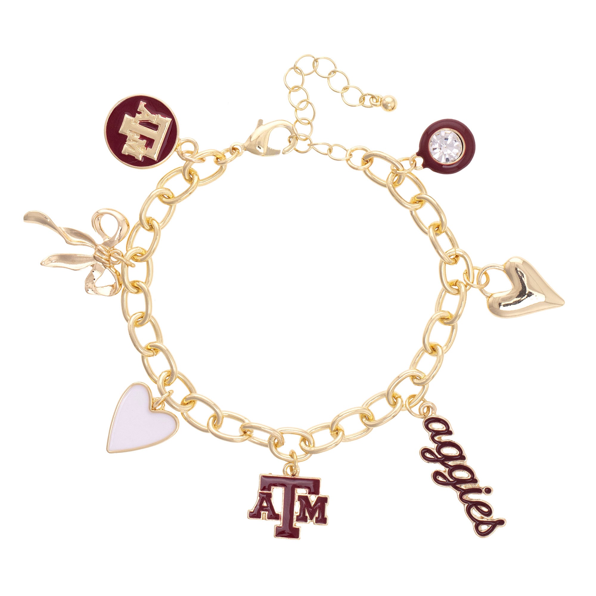 CANVAS Style Texas A&M Aggies 18k Gold-Plated Chain Link Charm Bracelet