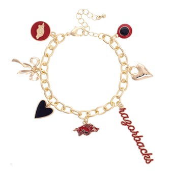 CANVAS Style Arkansas Razorbacks 18k Gold-Plated Chain Link Charm Bracelet