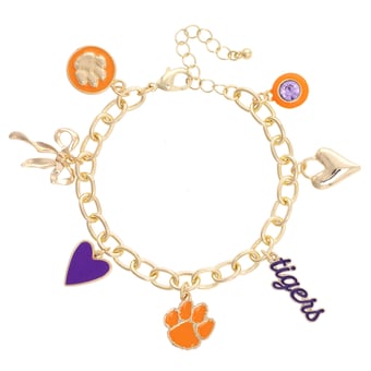 CANVAS Style Clemson Tigers 18k Gold-Plated Chain Link Charm Bracelet