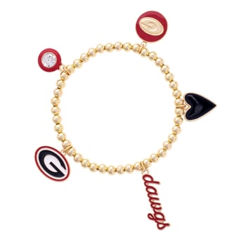 CANVAS Style Georgia Bulldogs 18k Gold-Plated Ball Beads Stretch Charm Bracelet