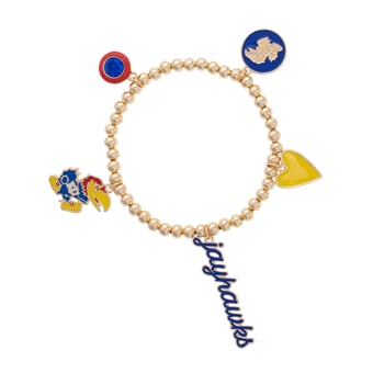 CANVAS Style Kansas Jayhawks 18k Gold-Plated Ball Beads Stretch Charm Bracelet